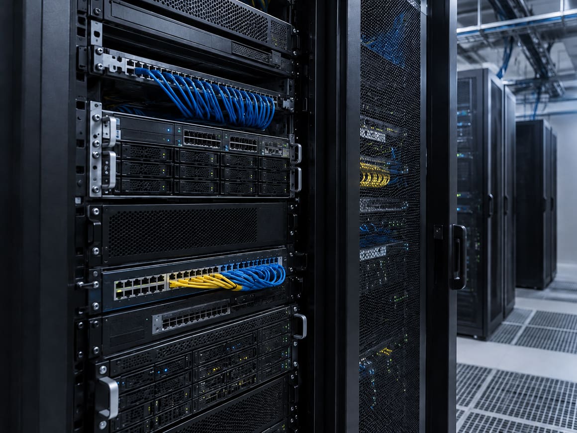 Rack-mounted enterprise networking and server equipment